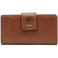 Women's Fossil Brown University of Tampa Spartans Leather Logan RFID Tab Clutch