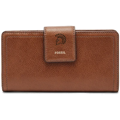 Women's Fossil Brown San Jose State Spartans Leather Logan RFID Tab Clutch