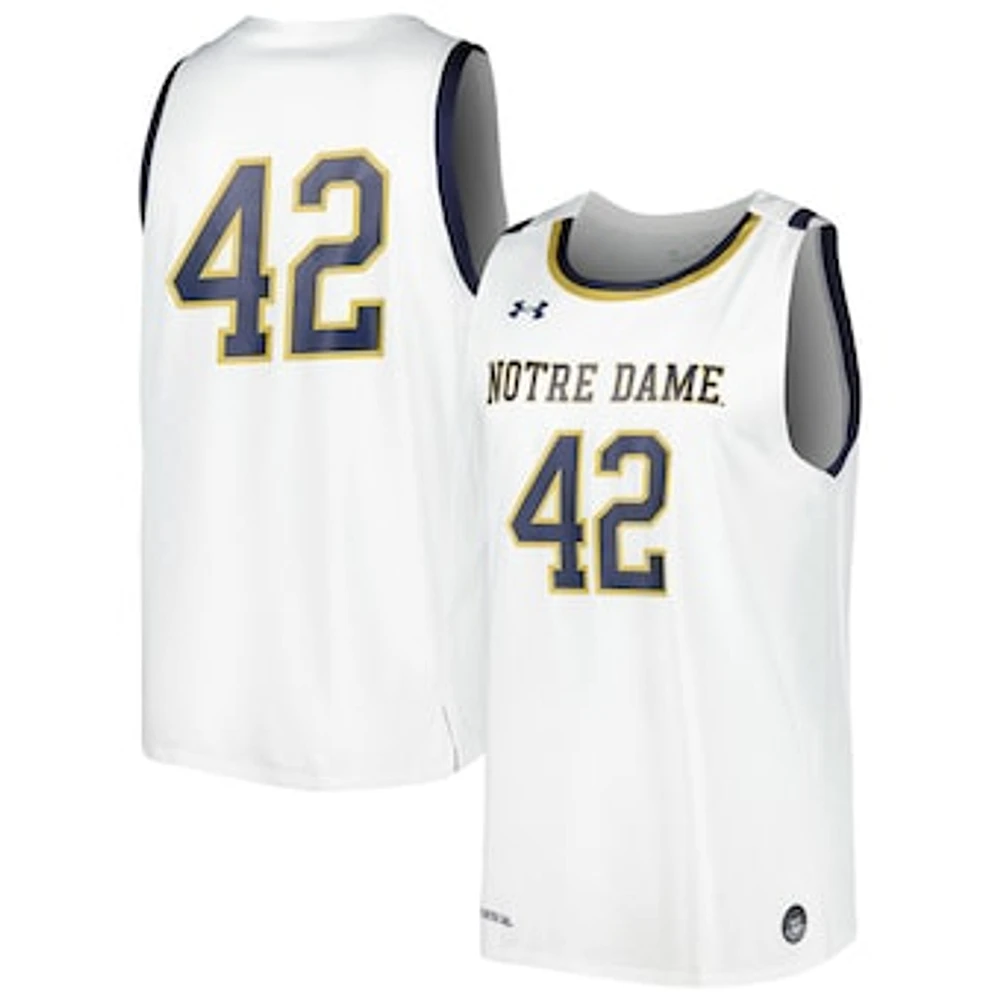 Men's Under Armour #42 White Notre Dame Fighting Irish Replica Basketball Jersey