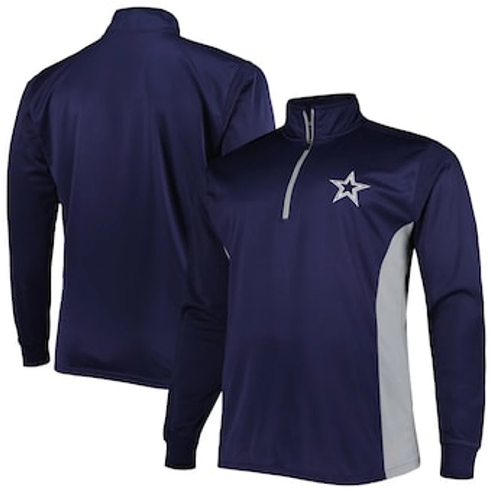 Men's Navy Dallas Cowboys Big & Tall Quarter-Zip Top