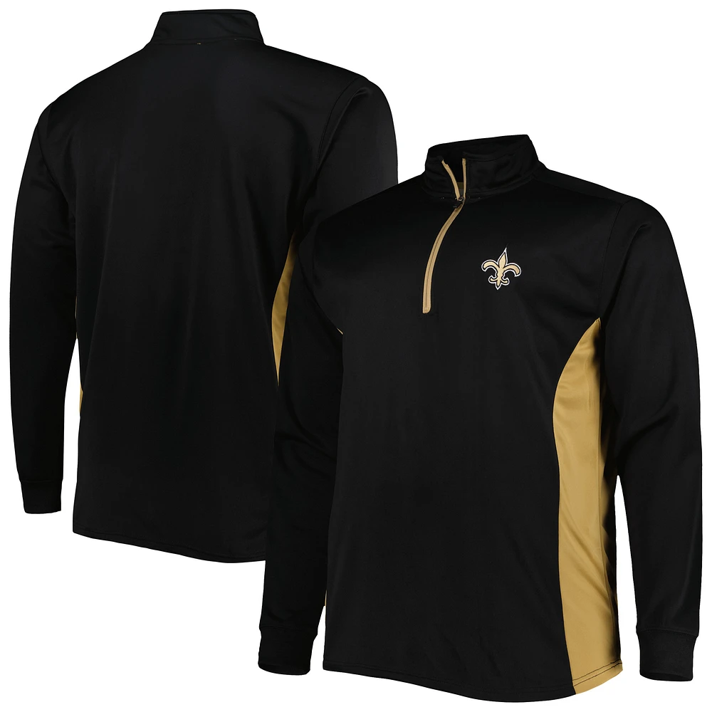 Men's Black New Orleans Saints Big & Tall Quarter-Zip Top