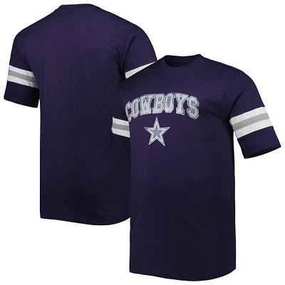 Men's Navy Dallas Cowboys Big & Tall Arm Stripe T-Shirt