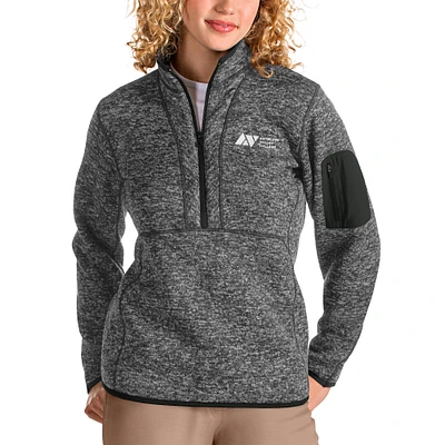 Women's Antigua Heathered Charcoal Antelope Valley College Fortune Quarter-Zip Pullover Jacket