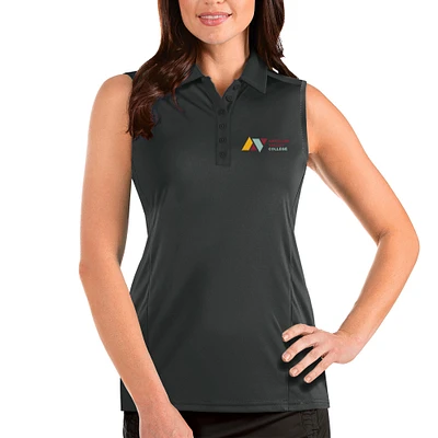 Women's Antigua Charcoal Antelope Valley College Sleeveless Tribute Polo