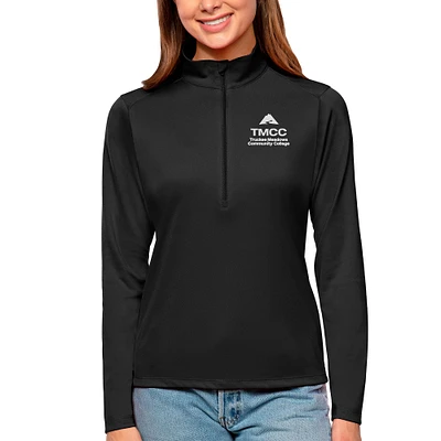 Women's Antigua Black Truckee Meadows Community College Tribute Half-Zip Top