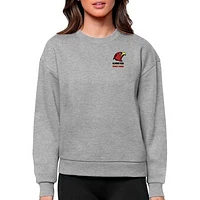Women's Antigua Heathered Gray Illinois Tech Scarlet Hawks Victory Crewneck Pullover Sweatshirt
