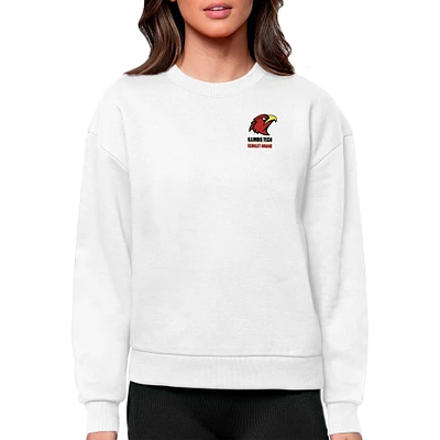 Women's Antigua Illinois Tech Scarlet Hawks Victory Crewneck Pullover Sweatshirt