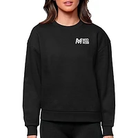 Women's Antigua Black Mid Michigan College Victory Crewneck Pullover Sweatshirt