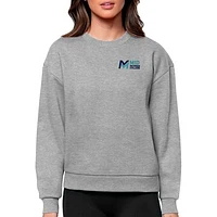 Women's Antigua Heathered Gray Mid Michigan College Victory Crewneck Pullover Sweatshirt