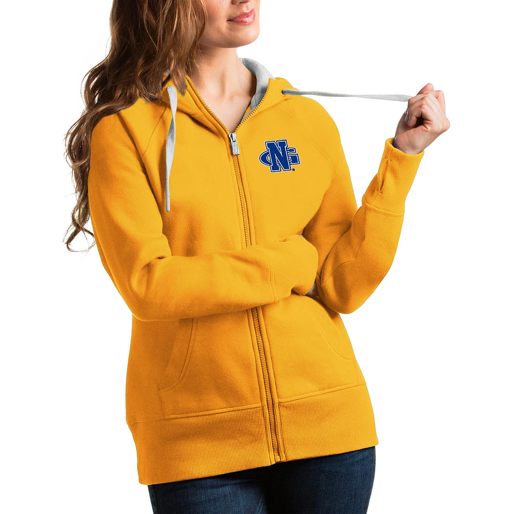 Women's Antigua Gold North Georgia Nighthawks Victory Full-Zip Hoodie