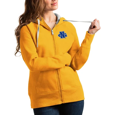 Women's Antigua Gold North Georgia Nighthawks Victory Full-Zip Hoodie