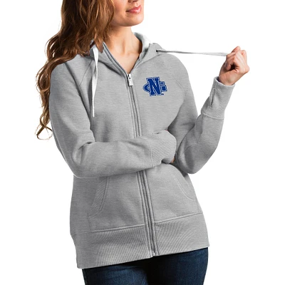 Women's Antigua Heathered Gray North Georgia Nighthawks Victory Full-Zip Hoodie