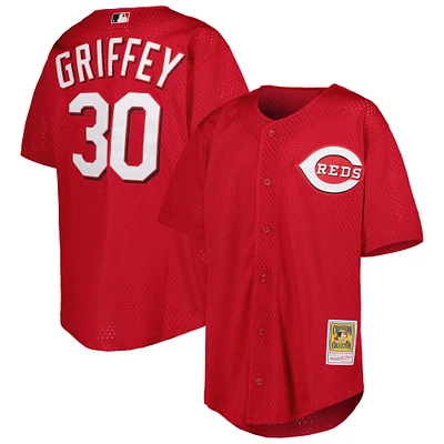 Youth Mitchell & Ness Ken Griffey Jr. Red Cincinnati Reds Cooperstown Collection Mesh Batting Practice Jersey