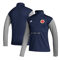 Men's adidas Navy Colombia National Team Crest Long Sleeve Half-Zip Top