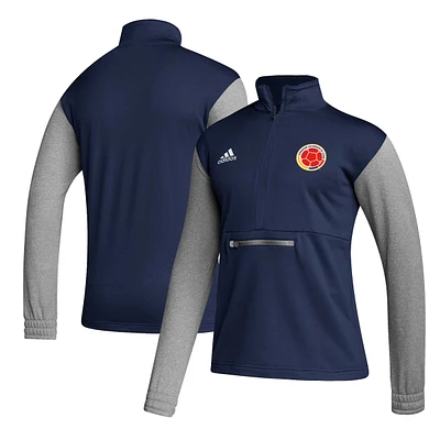 Men's adidas Navy Colombia National Team Crest Long Sleeve Half-Zip Top