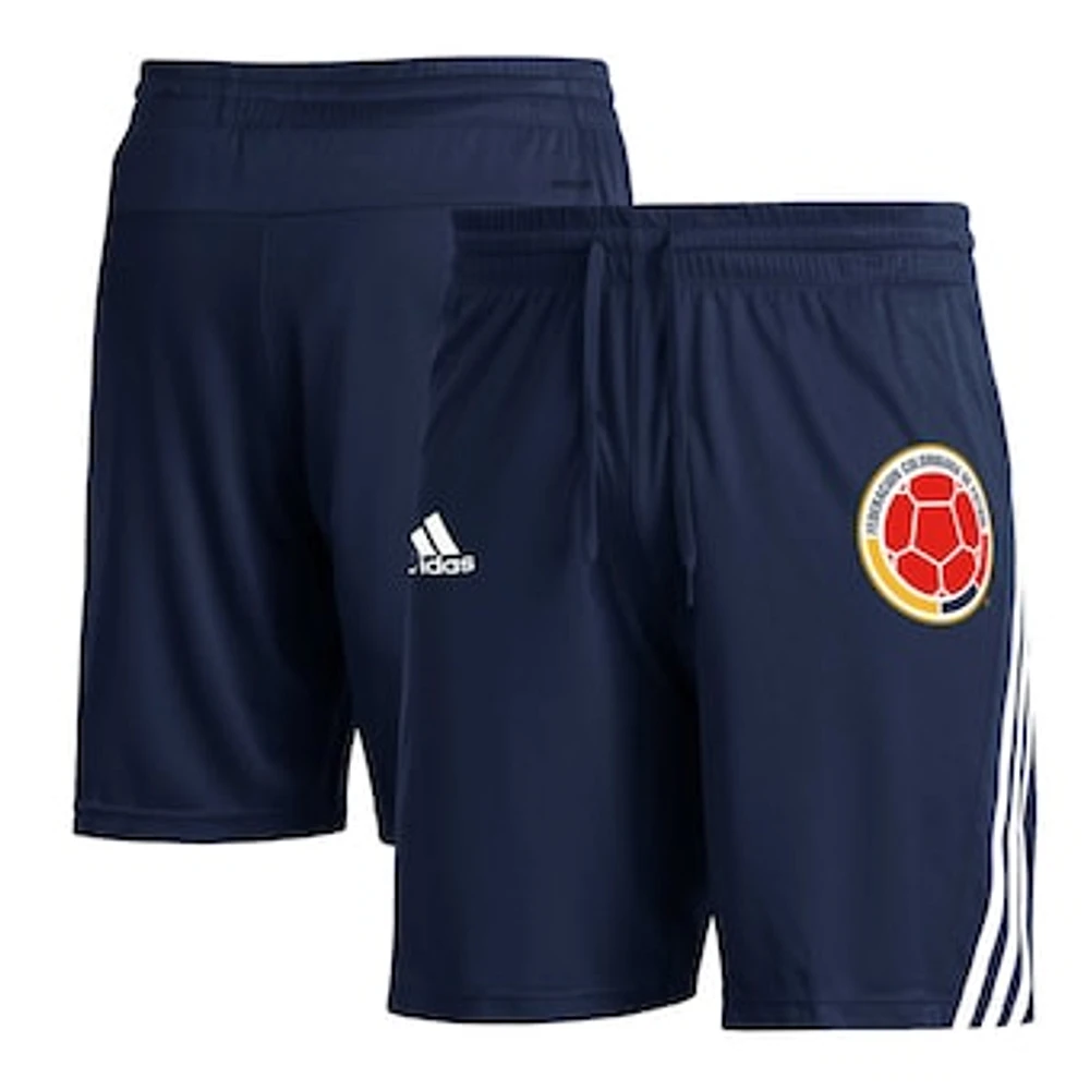 Men's adidas Navy Colombia National Team Club Crest Three-Stripe AEROREADY Shorts