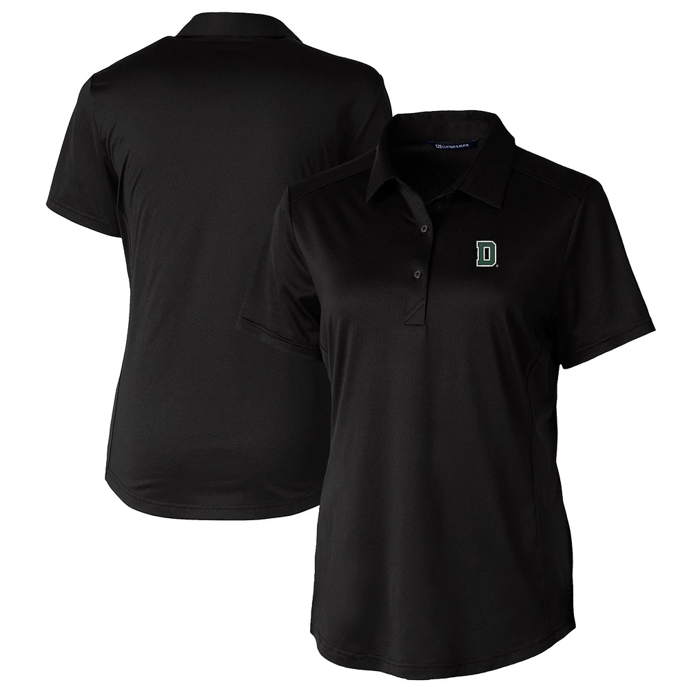 Women's Cutter & Buck Black Dartmouth Big Green Prospect Textured Stretch Polo