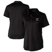Women's Cutter & Buck Black Delaware State Hornets Prospect Textured Stretch Polo