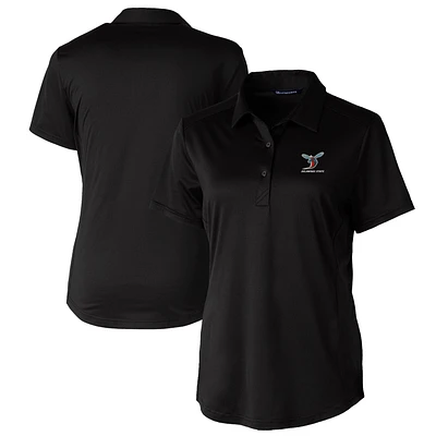 Women's Cutter & Buck Black Delaware State Hornets Prospect Textured Stretch Polo