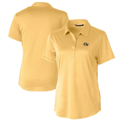 Women's Cutter & Buck Yellow Georgia Tech Jackets Prospect Textured Stretch Polo