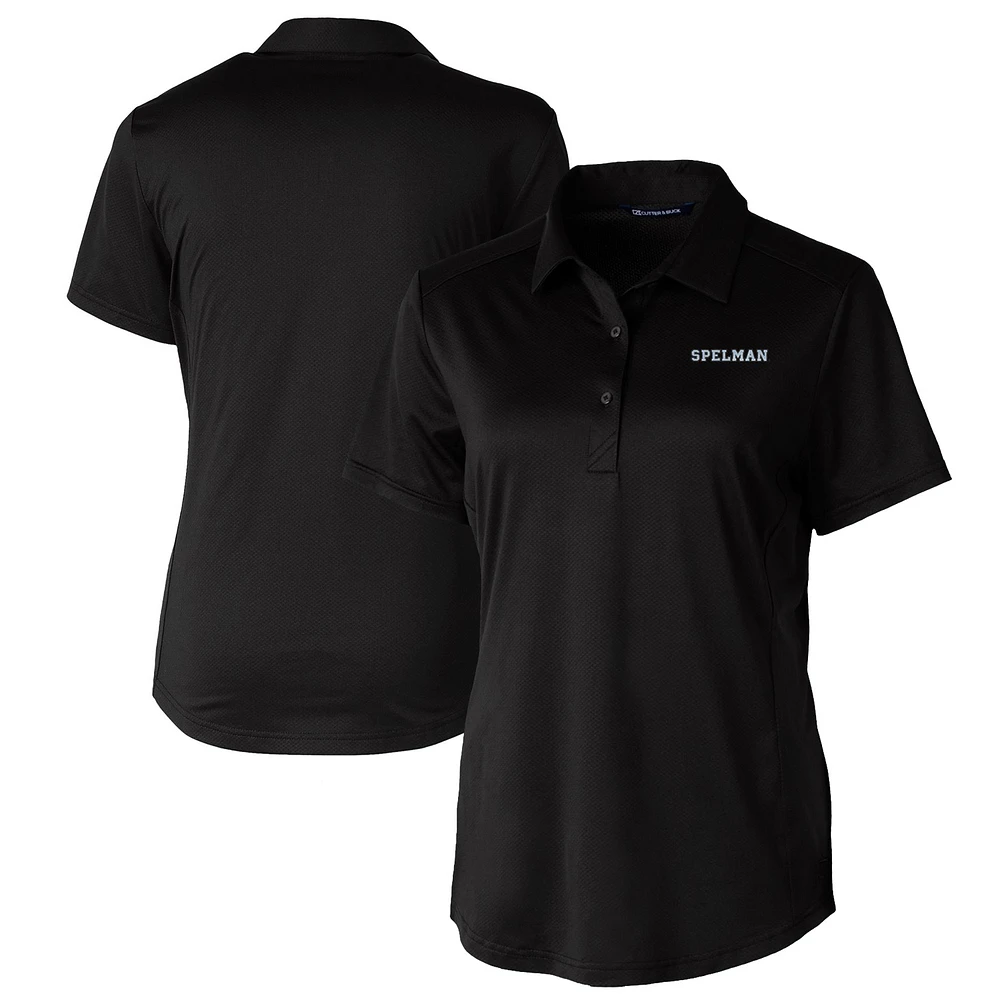 Women's Cutter & Buck Black Spelman College Jaguars Prospect Textured Stretch Polo