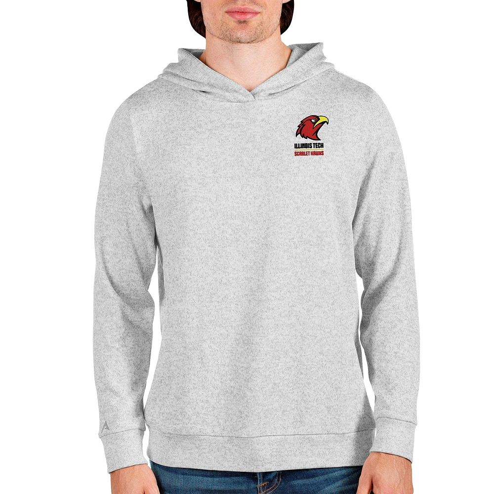 Men's Antigua Heathered Gray Illinois Tech Scarlet Hawks Absolute Pullover Hoodie