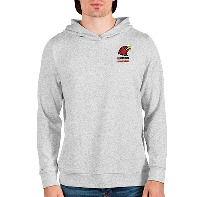 Men's Antigua Heathered Gray Illinois Tech Scarlet Hawks Absolute Pullover Hoodie