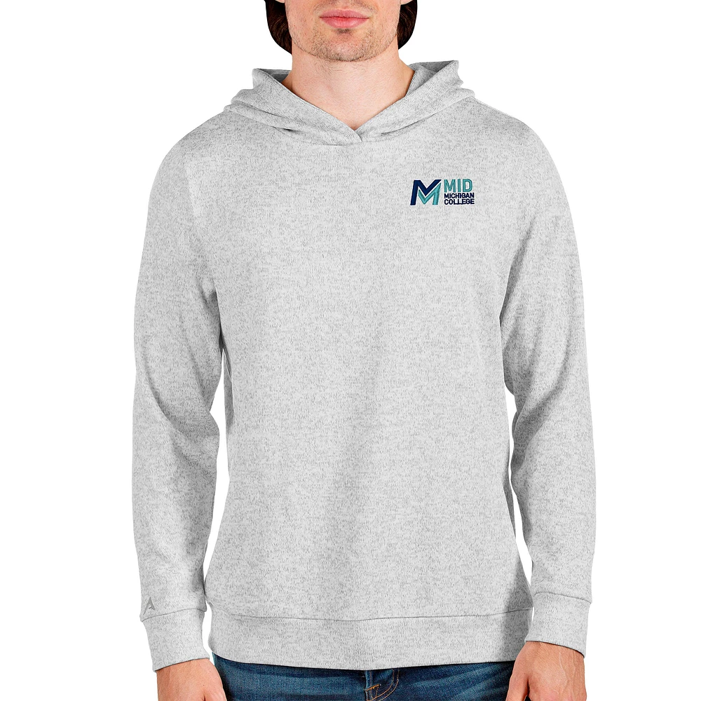 Men's Antigua Heathered Gray Mid Michigan College Absolute Pullover Hoodie