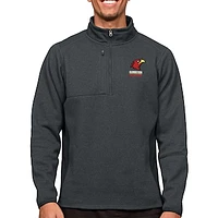 Men's Antigua Heathered Charcoal Illinois Tech Scarlet Hawks Course Quarter-Zip Pullover Top