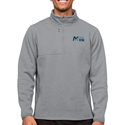 Men's Antigua Heathered Mid Michigan College Course Quarter-Zip Pullover Top