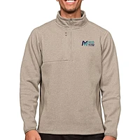 Men's Antigua Oatmeal Mid Michigan College Course Quarter-Zip Pullover Top