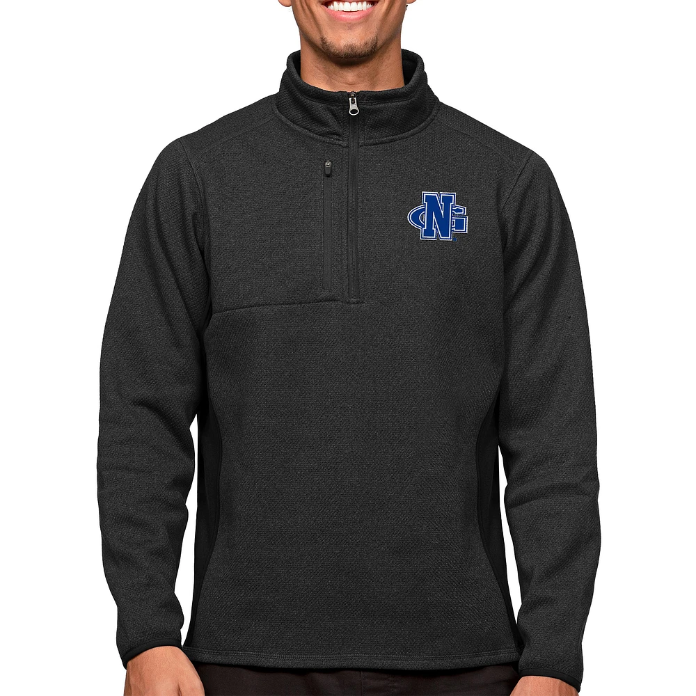 Men's Antigua Heathered Black North Georgia Nighthawks Course Quarter-Zip Pullover Top