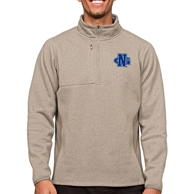 Men's Antigua Oatmeal North Georgia Nighthawks Course Quarter-Zip Pullover Top