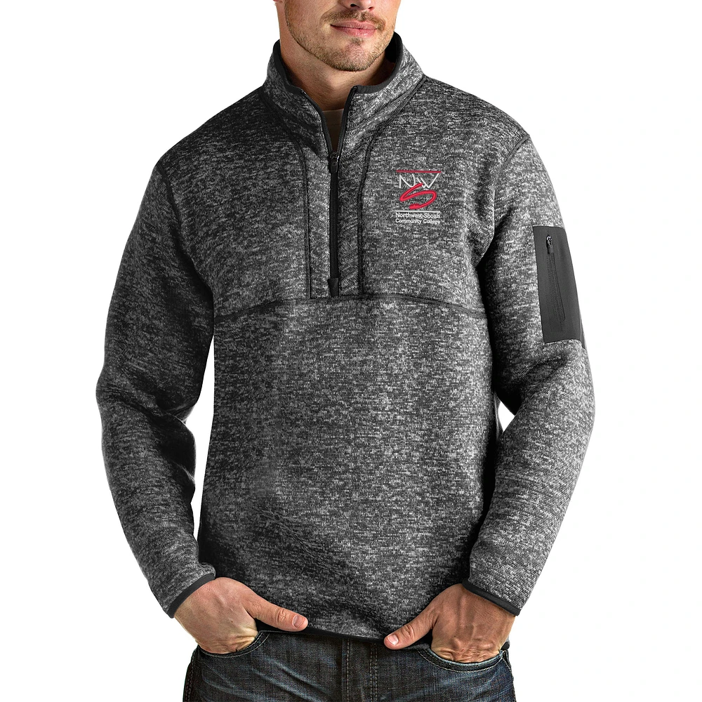 Men's Antigua Heathered Charcoal Northwest-Shoals Community College Fortune Quarter-Zip Jacket