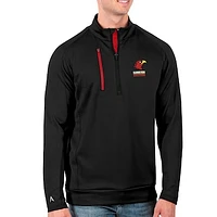 Men's Antigua Black Illinois Tech Scarlet Hawks Generation Quarter-Zip Pullover Top
