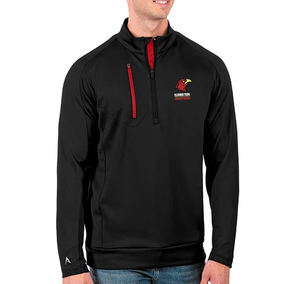 Men's Antigua Black Illinois Tech Scarlet Hawks Generation Quarter-Zip Pullover Top