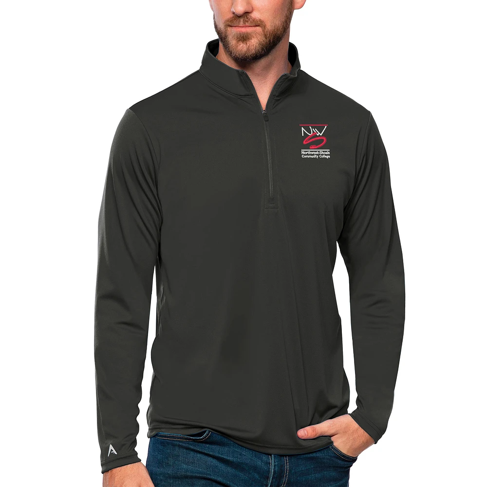 Men's Antigua Charcoal Northwest-Shoals Community College Tribute Quarter-Zip Pullover Top