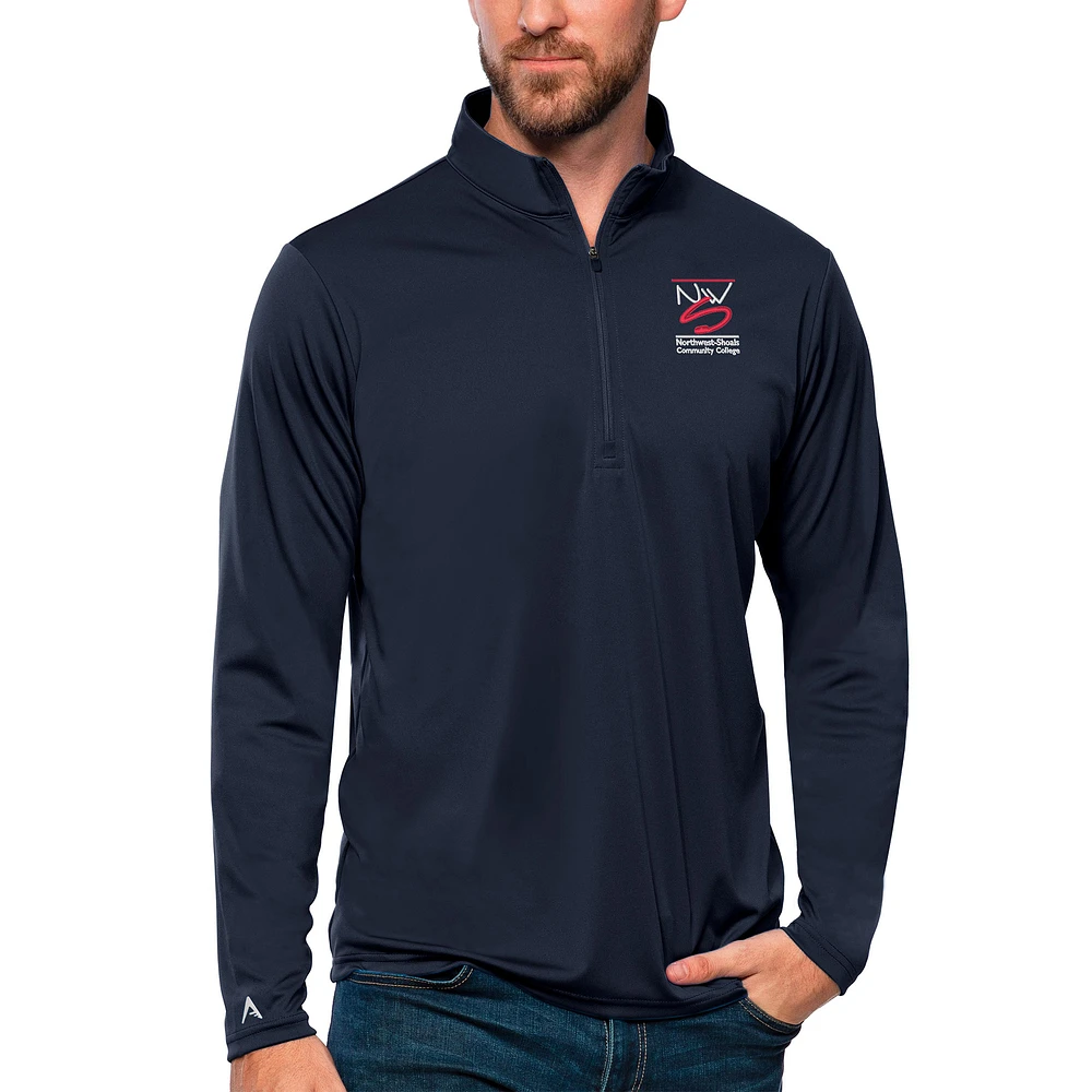 Men's Antigua Navy Northwest-Shoals Community College Tribute Quarter-Zip Pullover Top