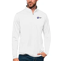 Men's Antigua White Tulsa Community College Tribute Quarter-Zip Pullover Top