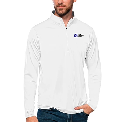 Men's Antigua White Tulsa Community College Tribute Quarter-Zip Pullover Top