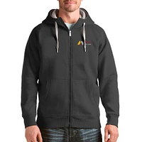Men's Antigua Charcoal Antelope Valley College Victory Full-Zip Hoodie