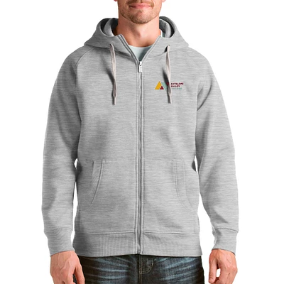 Men's Antigua Heathered Gray Antelope Valley College Victory Full-Zip Hoodie