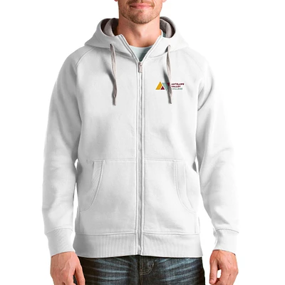 Men's Antigua White Antelope Valley College Victory Full-Zip Hoodie