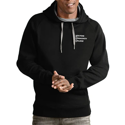 Men's Antigua Black Holyoke Community College Victory Pullover Hoodie