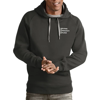 Men's Antigua Charcoal Holyoke Community College Victory Pullover Hoodie