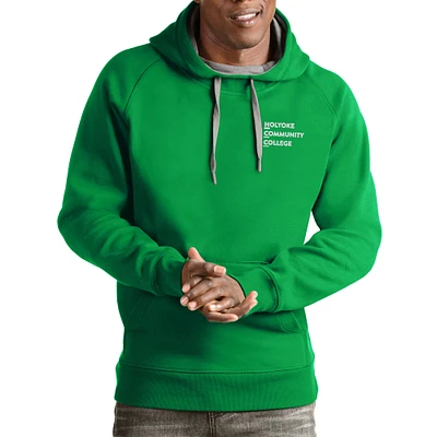 Men's Antigua Kelly Green Holyoke Community College Victory Pullover Hoodie