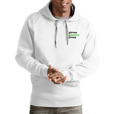 Men's Antigua White Holyoke Community College Victory Pullover Hoodie