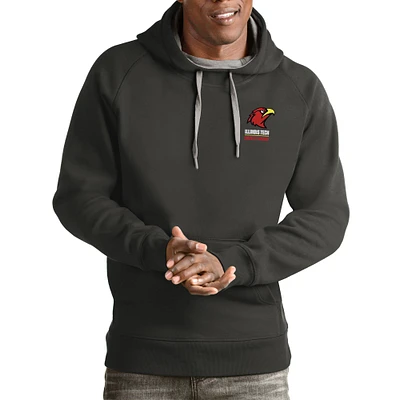 Men's Antigua Charcoal Illinois Tech Scarlet Hawks Victory Pullover Hoodie