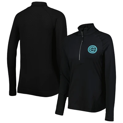 Women's Levelwear Black Chicago Cubs Energy Quarter-Zip Jacket