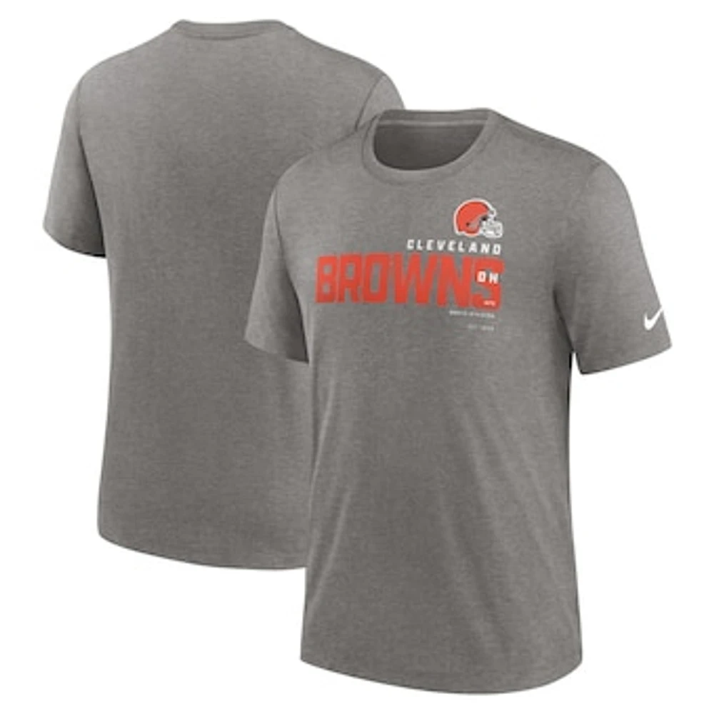 Men's Nike Heather Gray Cleveland Browns Wordmark Tri-Blend - T-Shirt